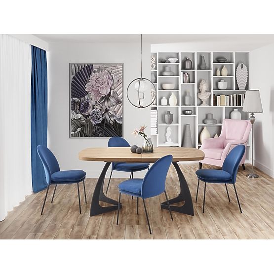 Extendable Table VELDON, Top - Natural Oak, Legs - Black (2p=1pc)