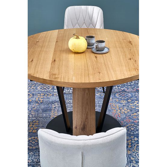 FANIS round extendable table, natural/black (3p=1pc)
