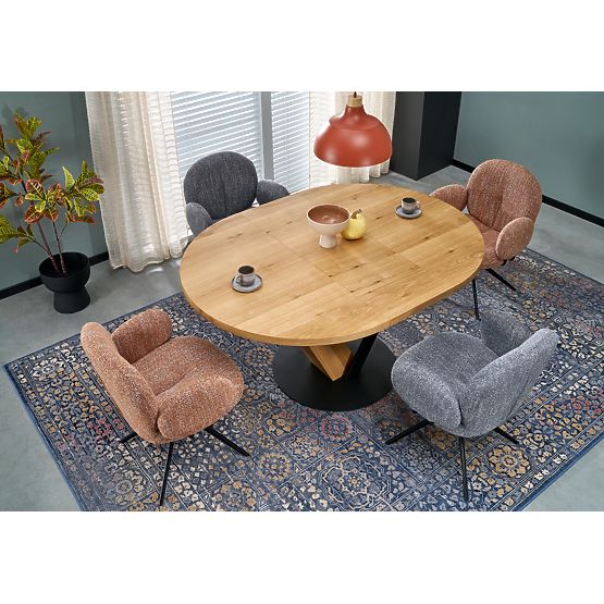 FANIS round extendable table, natural/black (3p=1pc)