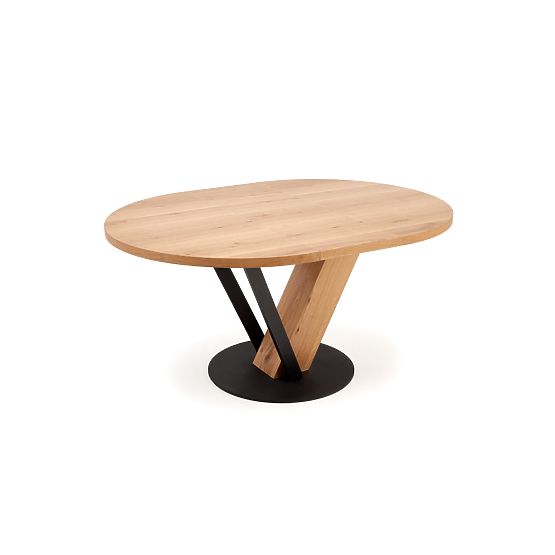 FANIS round extendable table, natural/black (3p=1pc)