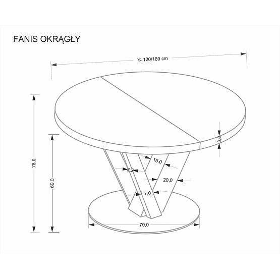FANIS round extendable table, natural/black (3p=1pc)