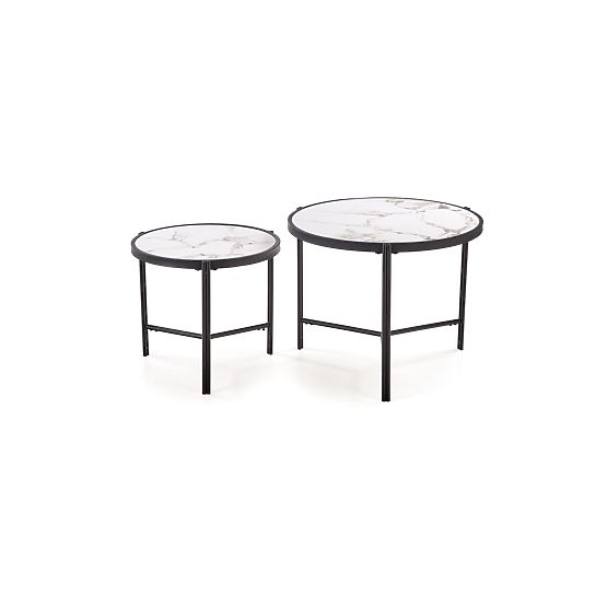 FATIMA set of 2 benches, white marble / black (1p=1pc)