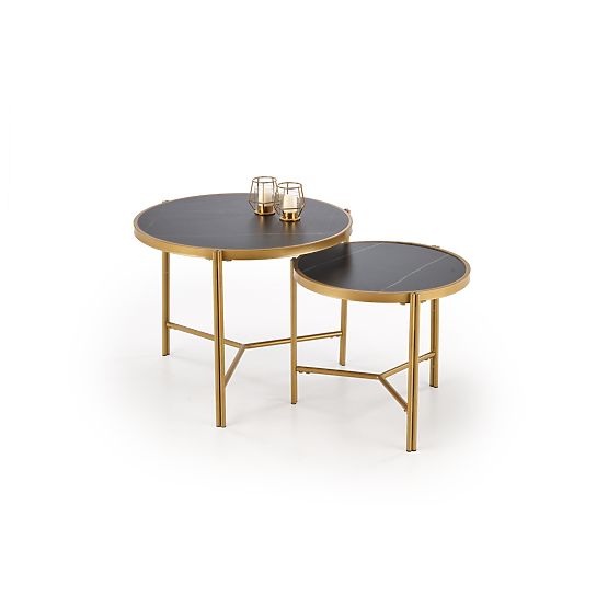FATIMA set of 2 tables, black marble / gold (1p=1pc)