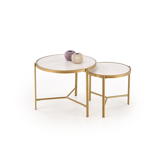 FATIMA set of 2 tables, white marble / gold (1p=1pc)