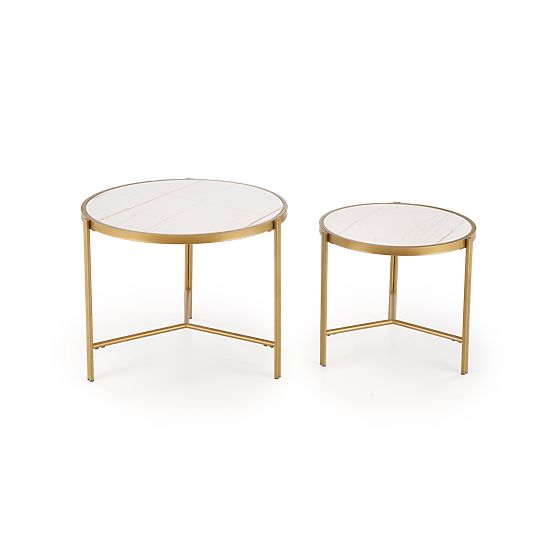 FATIMA set of 2 tables, white marble / gold (1p=1pc)