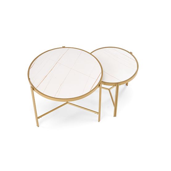 FATIMA set of 2 tables, white marble / gold (1p=1pc)