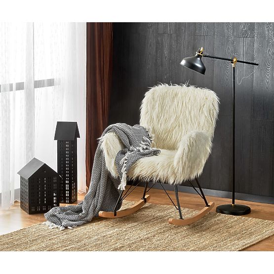 Faux fur rocking chair AUSTIN - cream