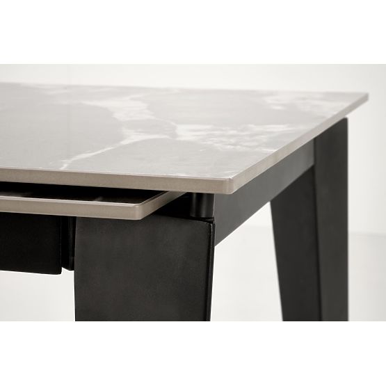 FELIX extendable table, top - gray marble, legs - black (2p=1pc)
