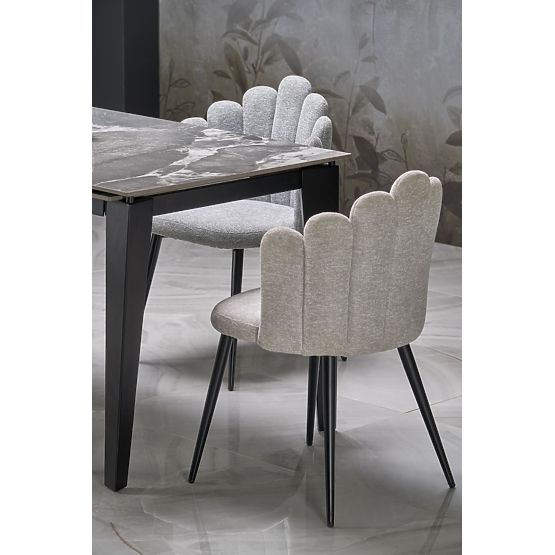 FELIX extendable table, top - gray marble, legs - black (2p=1pc)