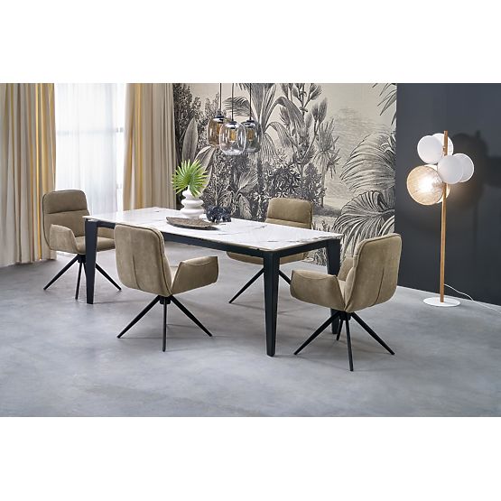 FELIX Extendable Table, Top - White Marble, Legs - Black (2p=1pc)