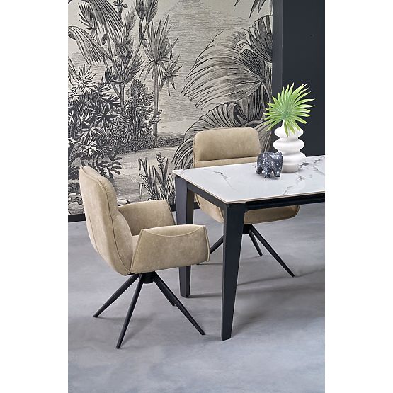 FELIX Extendable Table, Top - White Marble, Legs - Black (2p=1pc)