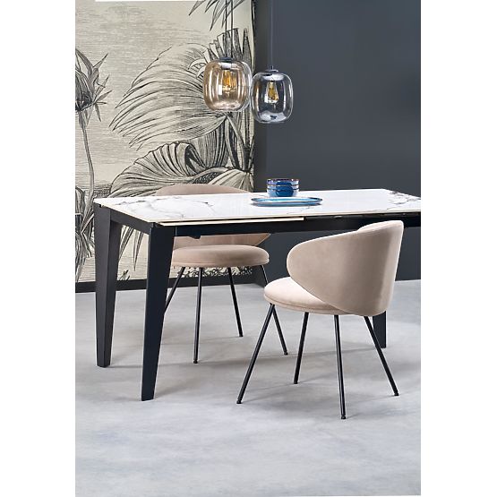 FELIX Extendable Table, Top - White Marble, Legs - Black (2p=1pc)