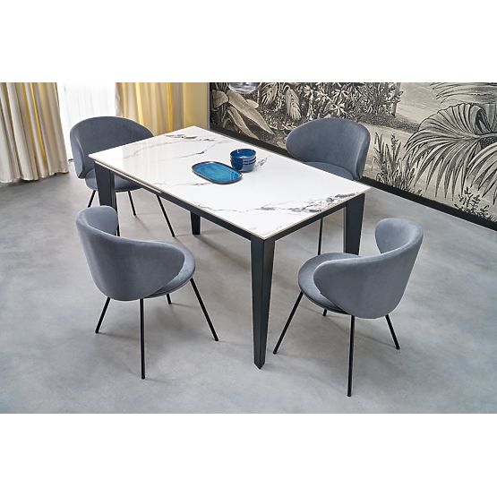 FELIX Extendable Table, Top - White Marble, Legs - Black (2p=1pc)