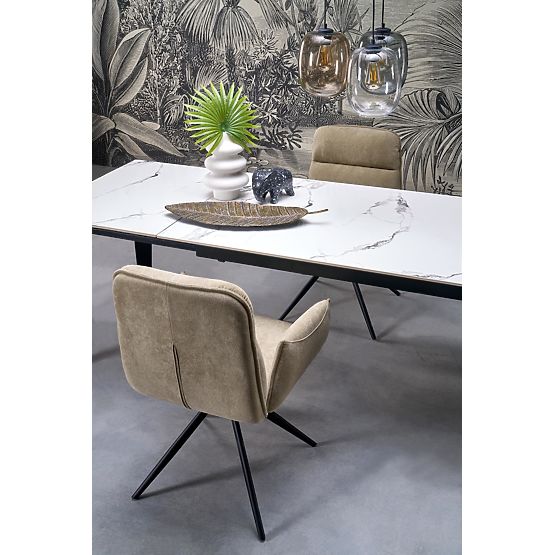 FELIX Extendable Table, Top - White Marble, Legs - Black (2p=1pc)