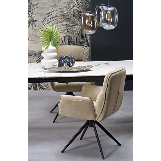 FELIX Extendable Table, Top - White Marble, Legs - Black (2p=1pc)