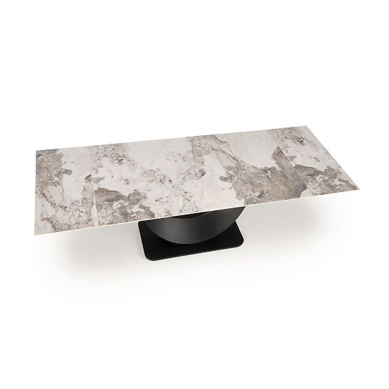 FERNANDO Extendable Table, Top - White Marble, Legs - Black (3p=1pc)