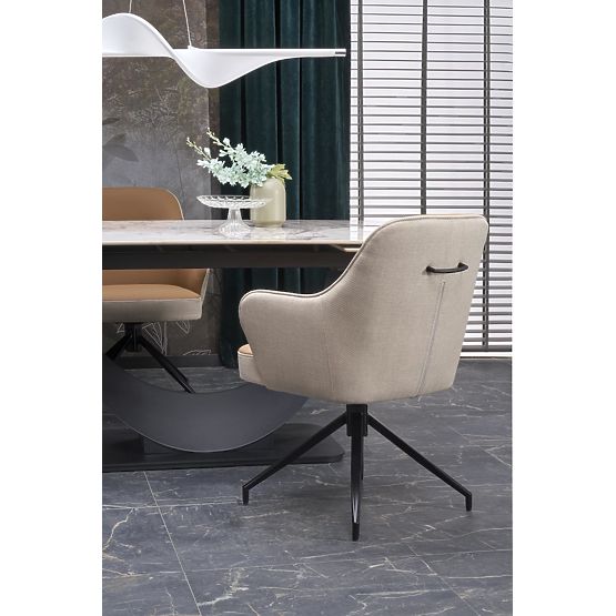 FERNANDO Extendable Table, Top - White Marble, Legs - Black (3p=1pc)