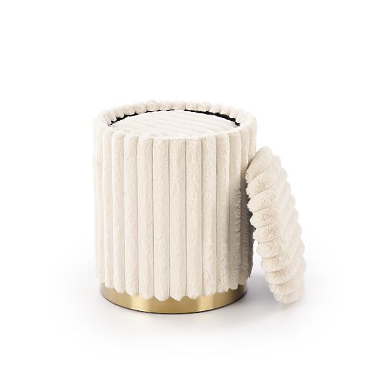 FIDO Set of 2 Poufs, Cream/Gold (1p=1set)