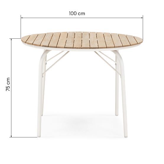 Fioli Round Garden Table 100 cm, Acacia Wood FSC, White