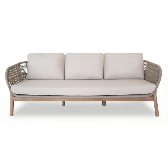 Fiorentino 2 Garden Furniture Set Teak Look, Weave, Light Acacia Wood FSC, Beige, Rounded