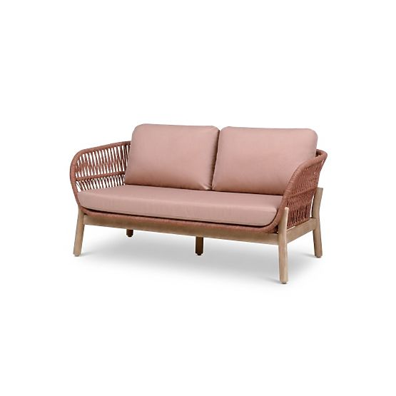 Fiorentino Garden Furniture Set Teak Look, Weave, Light Acacia Wood FSC, Terracotta, Rounded