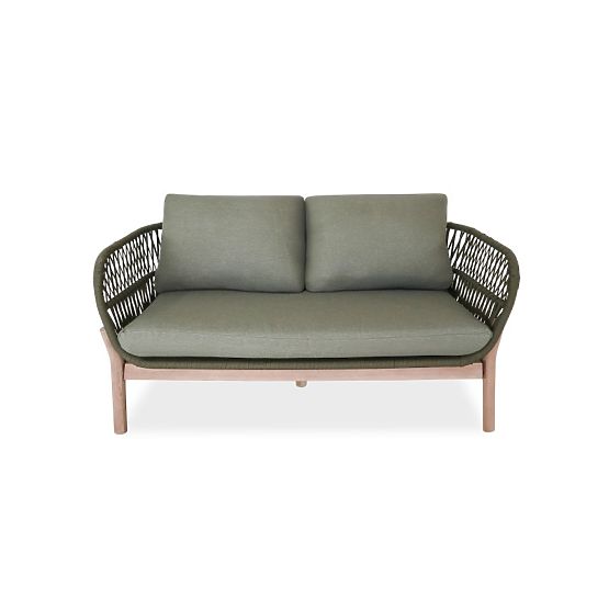Fiorentino Garden Furniture Set Teak Look, Woven, Light Acacia Wood FSC, Green, Rounded