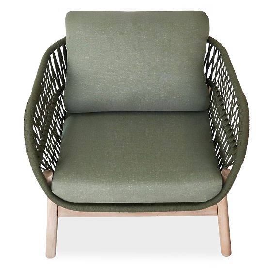 Fiorentino Garden Furniture Set Teak Look, Woven, Light Acacia Wood FSC, Green, Rounded