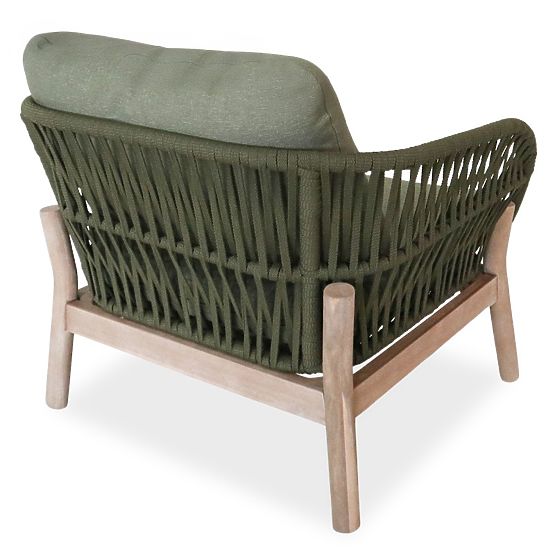 Fiorentino Garden Furniture Set Teak Look, Woven, Light Acacia Wood FSC, Green, Rounded
