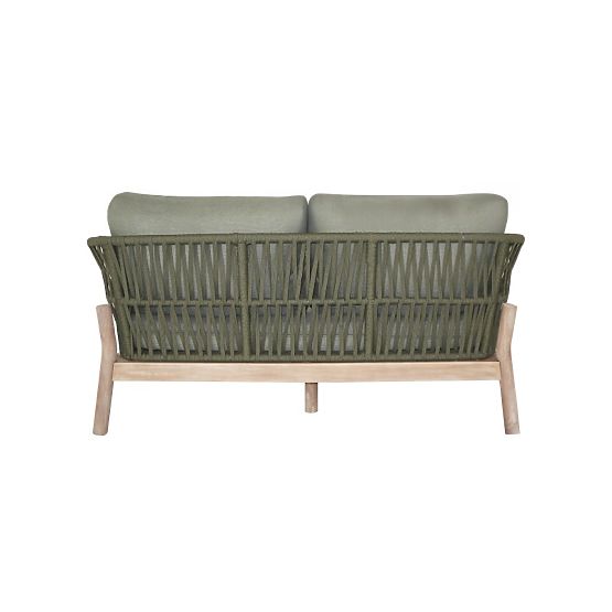 Fiorentino Garden Furniture Set Teak Look, Woven, Light Acacia Wood FSC, Green, Rounded