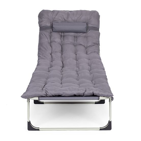 Fishing Garden Folding Lounger with Mattress and Pillow Gray MultiGarden