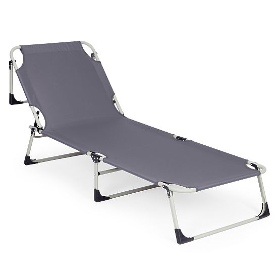 Fishing Garden Folding Lounger with Mattress and Pillow Gray MultiGarden