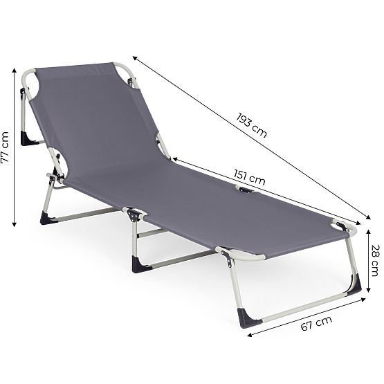 Fishing Garden Folding Lounger with Mattress and Pillow Gray MultiGarden