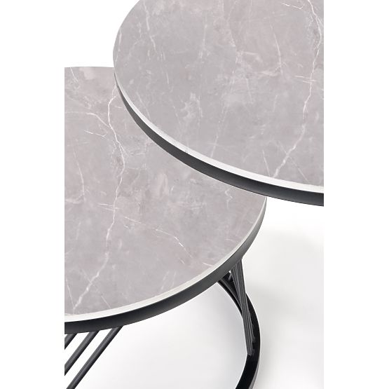 FLAMINGO Set of 2 Tables, Ash Marble/Black (2p=1pc)