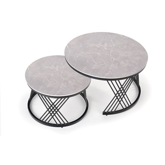 FLAMINGO Set of 2 Tables, Ash Marble/Black (2p=1pc)