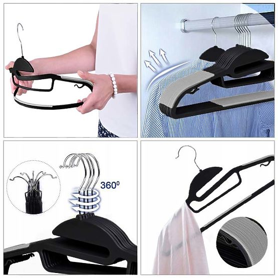 Flexi Hanger Set of 10 Pieces Black-Grey