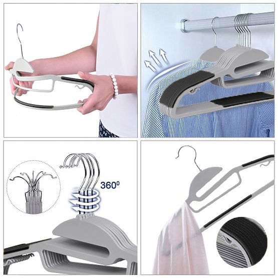 Flexi Hanger Set of 10 Pieces Grey-Black
