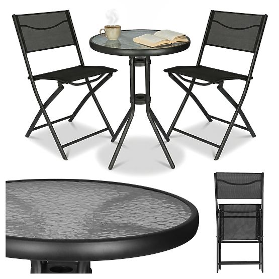 FLORA Garden Furniture Set Table + 2 Chairs