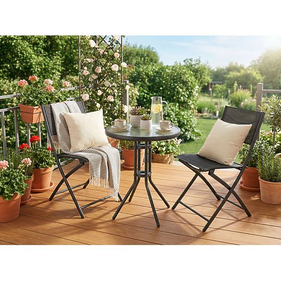FLORA Garden Furniture Set Table + 2 Chairs