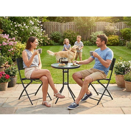 FLORA Garden Furniture Set Table + 2 Chairs