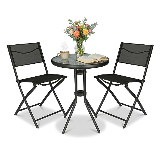 FLORA Garden Furniture Set Table + 2 Chairs