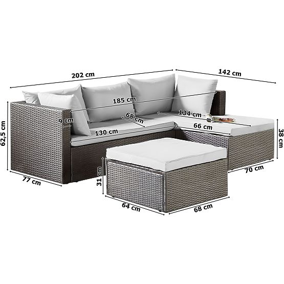 Florencja Garden Furniture Set Gray Sofa Ottoman