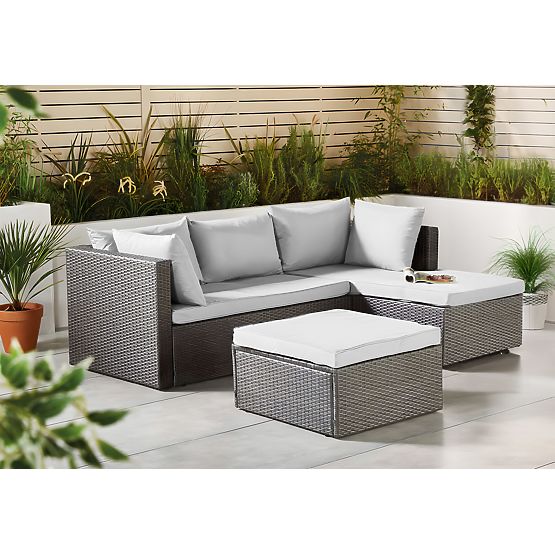 Florencja Garden Furniture Set Gray Sofa Ottoman
