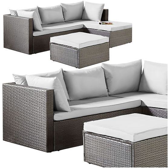 Florencja Garden Furniture Set Gray Sofa Ottoman