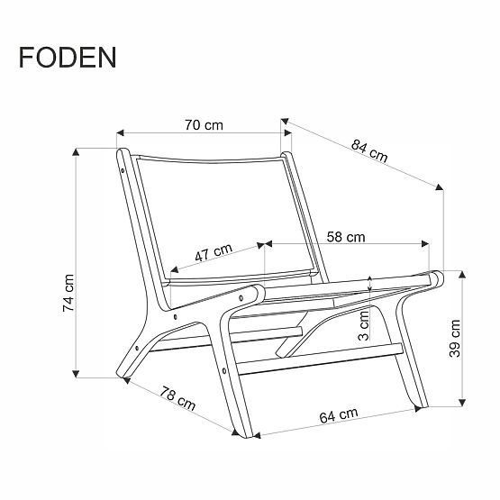 FODEN Relaxation Chair, Black/Natural (1p=1pc)