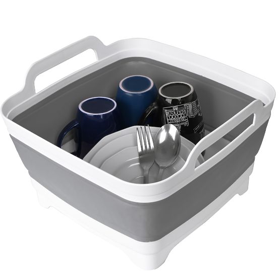 Foldable Bowl with Drain White-Grey BRIDA