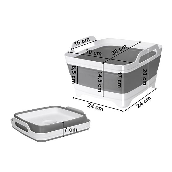 Foldable Bowl with Drain White-Grey BRIDA