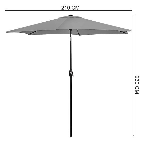 Foldable Garden Balcony Umbrella Adjustable 210 cm Grey