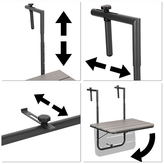 Folding Balcony Table ARETTO Gray