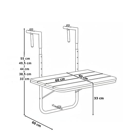 Folding Balcony Table ARETTO Gray
