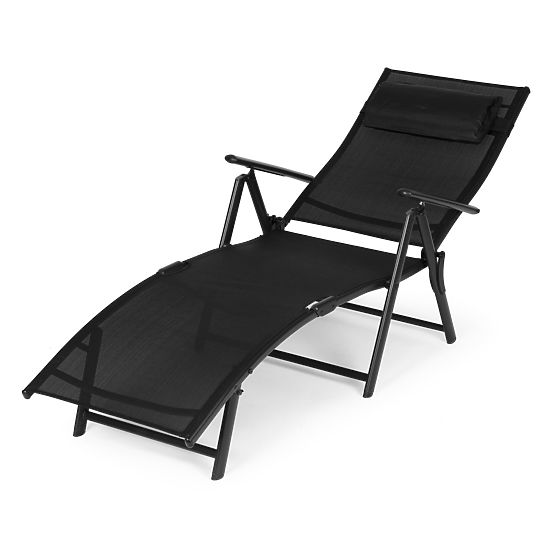 Folding Beach Garden Lounger with Adjustable Backrest, Steel Frame ModernHome